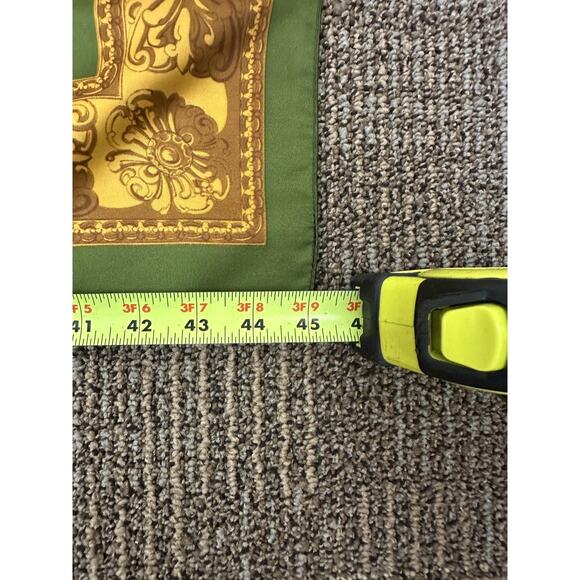 Tiger Leopard Print Scarf Womens Green Gold Baroque Border Square Polyester - Picture 8 of 8